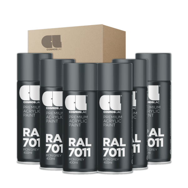 6 x spray premium acrylic brillante ral  400 ml (ral 7011 gris hierro)