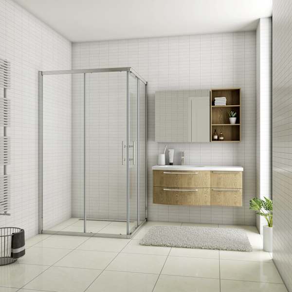Mampara de ducha rectangular corredera vidrio antical 6mm,1000x700x1950mm