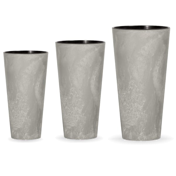 WellHome Pack 3 vasos flores minimalistas  Tubus Slim, Cimento - 3  sizes
