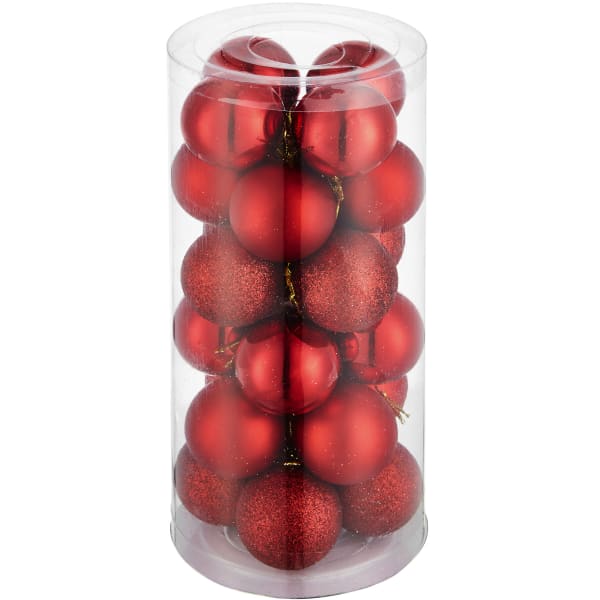 Conjunto de 24 bolas de navidad rojas