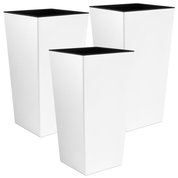 WellHome Pack 3 potes altos Urbi Square cor Branco 12,6 x 12,6 x 20 cm