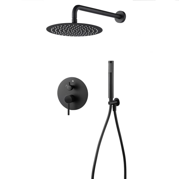 Kibath grifo empotrado de ducha equipo pared monomando oso redondo negro