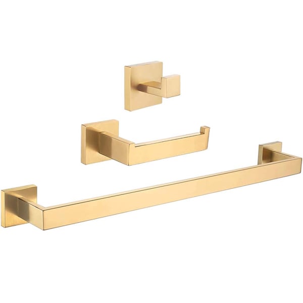 Valaz accesorios de baño dorado cepillado toallero+ percha+ portarollos