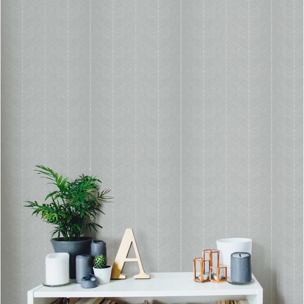 Papel pintado texturizado tnt diseño en zig-zag icaria gris