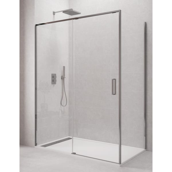 Mampara de ducha angular CETUS 1+1 180x80 cm perfíl Cromo