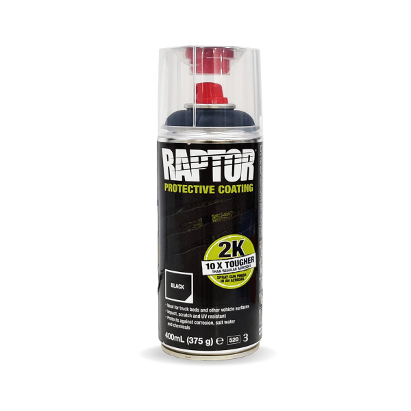 Spray  pintura raptor 2k negro 400 ml