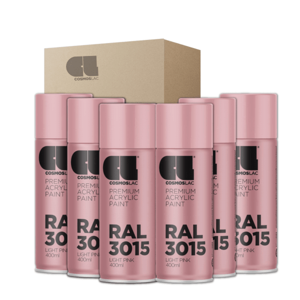 6 x spray premium acrylic brillante ral  400 ml (ral 3015 rosa claro)