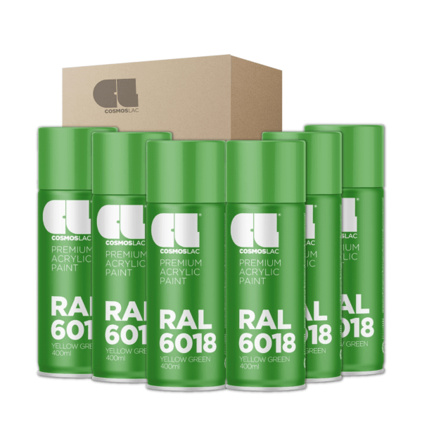 6 x spray premium acrylic brillante ral  400 ml (ral 6018 verde)