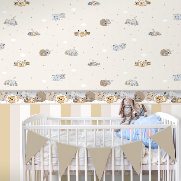 Papel pintado animales durmientes beige
