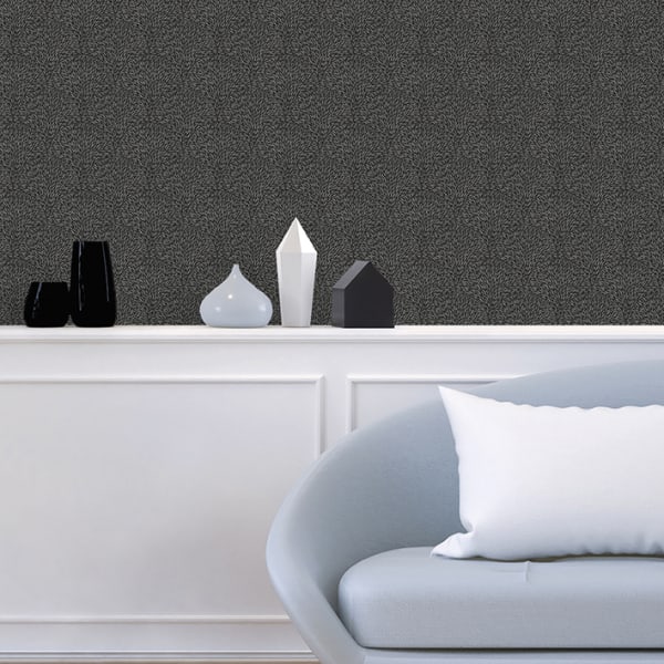 Papel pintado texturizado tnt motivo erizo negro y gris