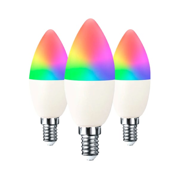 Pack 3 lâmpadas led vela smart wifi e14 e14 5w 450lm rgbww regulável