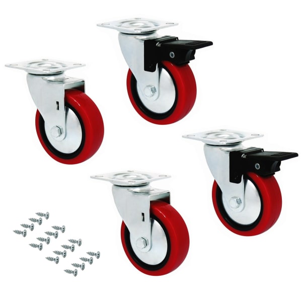 Emuca kit de ruedas slip 2 red con placa de montaje