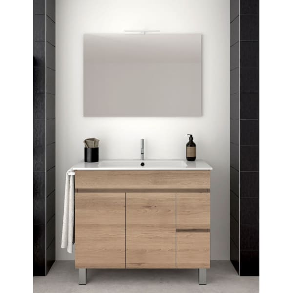 Mueble de baño isquia con lavabo y espejo 100x45cm estepa
