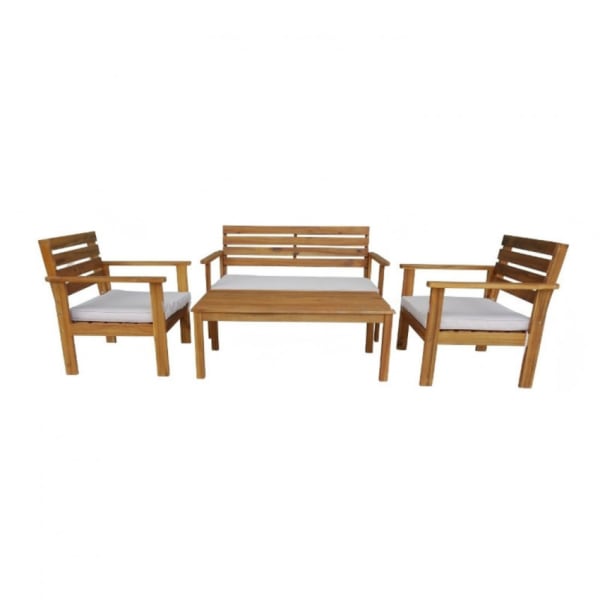 Conjunto de jardín mesa rectangular y 3 sillas con cojines marlon 7house