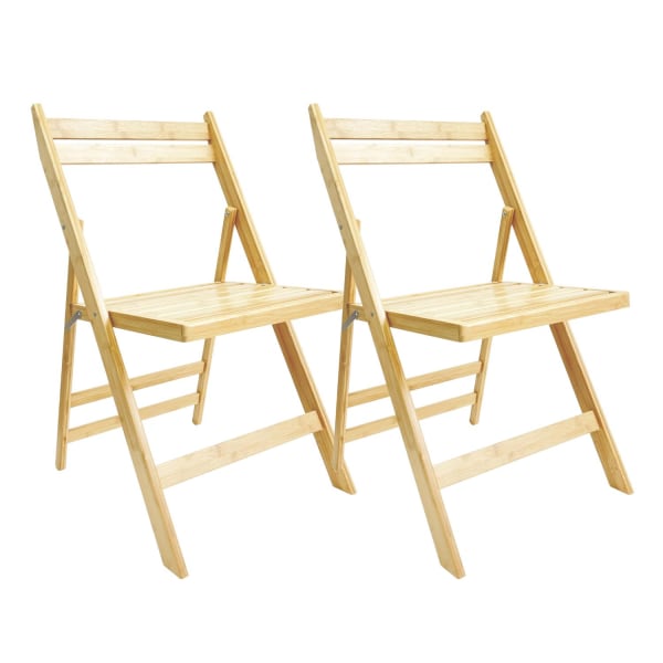 Pack 2 sillas plegables de madera de bambú 42.5x47.5x79cm o91