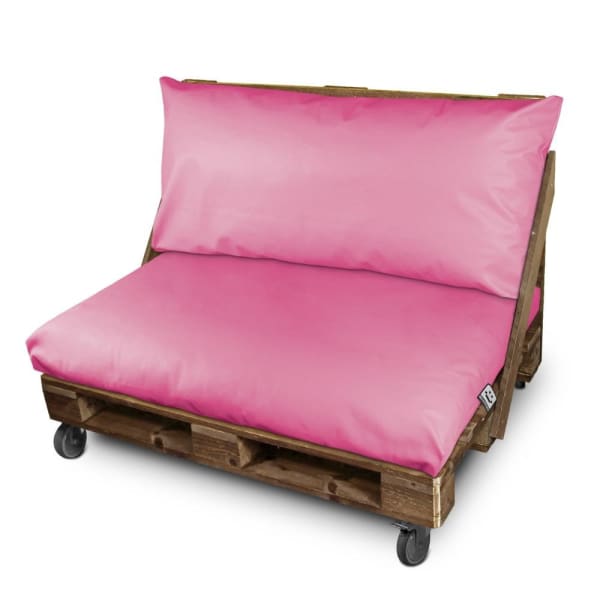 Cojín para palets polipiel exterior rosa asiento 80x80x20