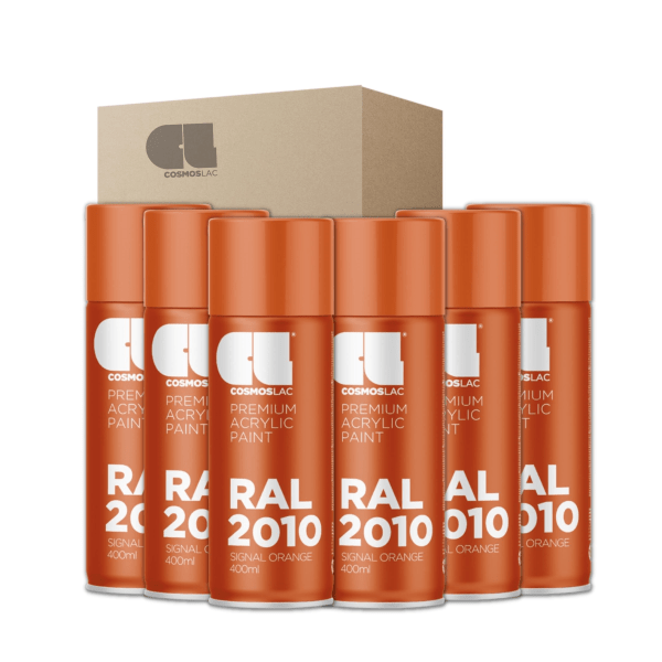 6 x spray premium acrylic brillante ral  400 ml (ral 2010 naranja seã±ales)