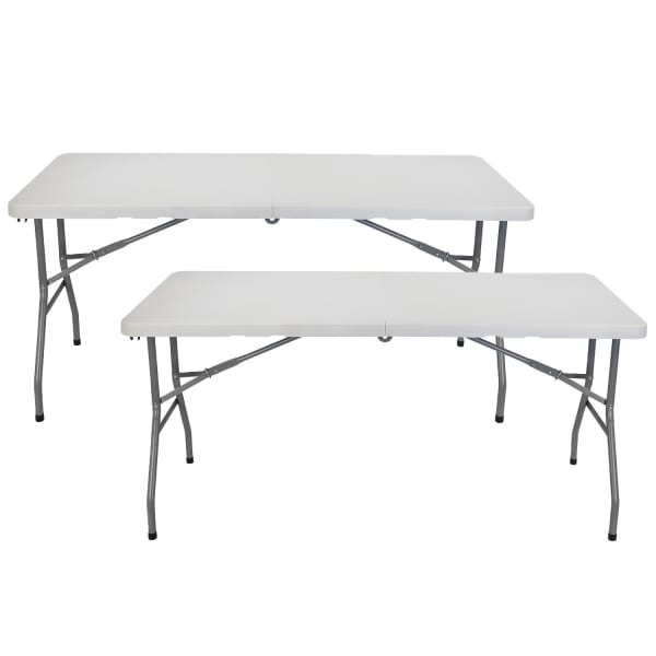 Pack 2 mesas plegables 150cm rectangular blanca catering o91