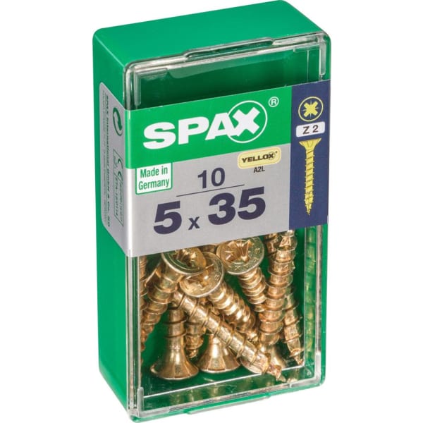 Caja10 unid. Tornillo madera cabeza plana yellox 5,0x35mm