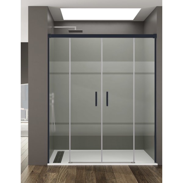 Resguardo frontal de chuveiro BASIC 2+2 182cm - Serigrafado - Preto