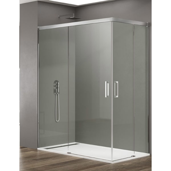 Cabine angular, resguardo BASIC 2+2 100x75 cm - Transparente- Crómio
