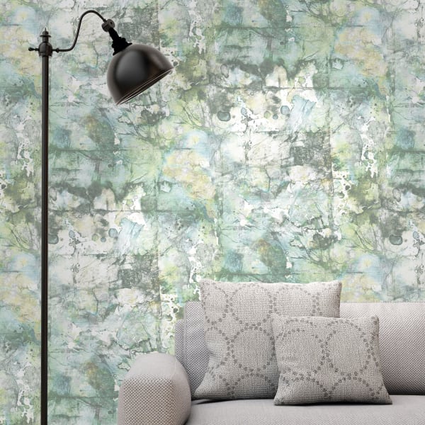 Papel pintado tnt estilo tie-dye verde
