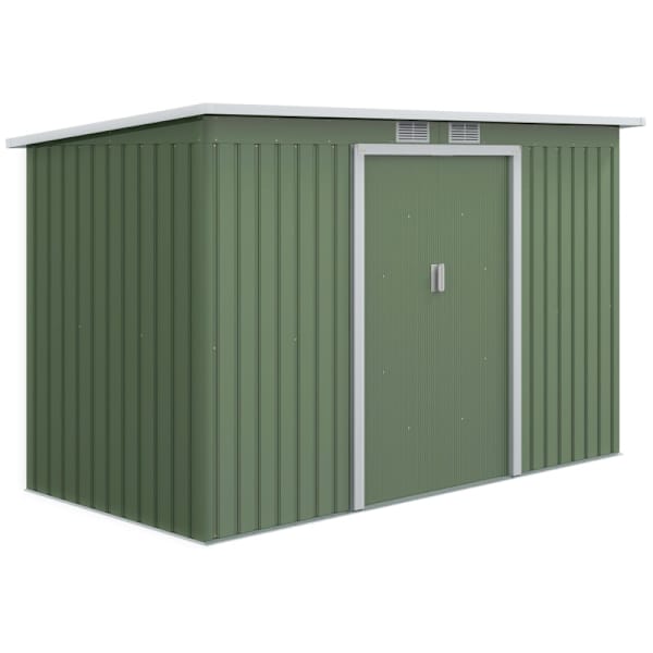 Caseta de jardín 280x130x172 cm acero galvanizado, pp color verde Outsunny