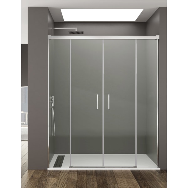 Resguardo frontal de chuveiro BASIC 2+2 152cm - Transparente - Crómio