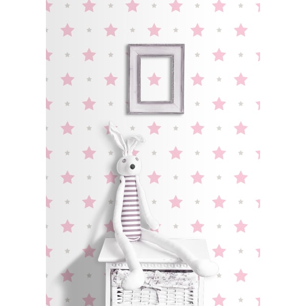 Papel pintado estrellas rosa