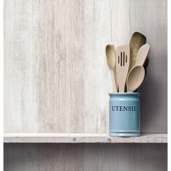 Papel pintado tnt textura madera decapé blanco