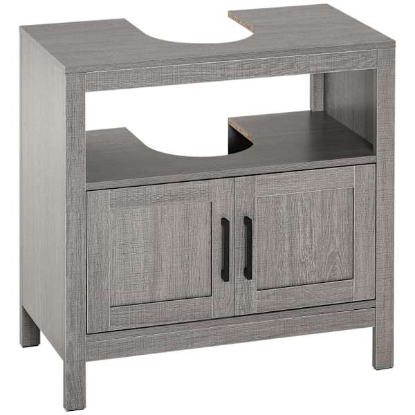 Armario de baño 60x30x60 cm melamina de madera color gris kleankin