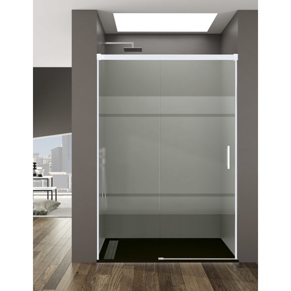 Mampara de ducha Frontal BASIC 1+1 140-145cm Serigrafiado perfil Combi