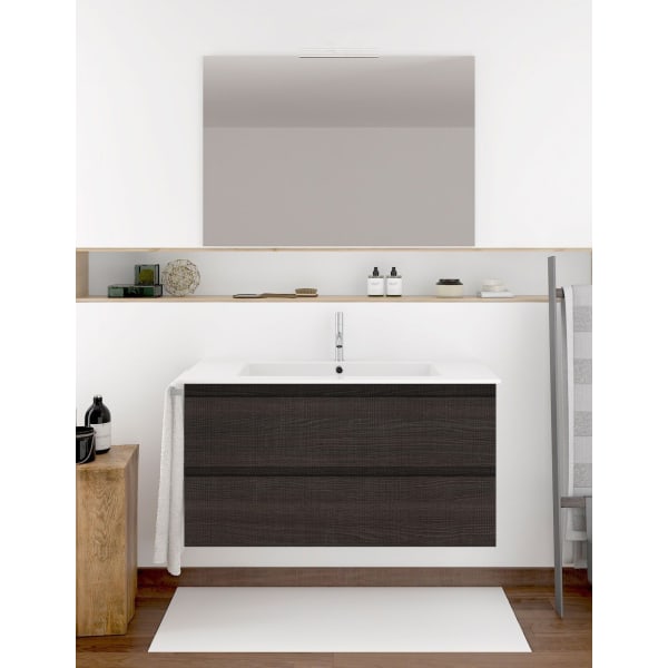 Mueble de baño ibiza con lavabo y espejo 60x35cm roble sinatra