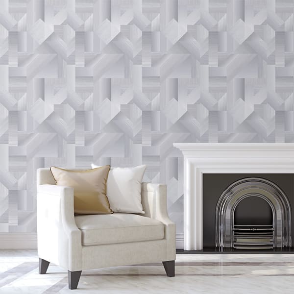 Papel pintado tnt textura formas madera gris frio