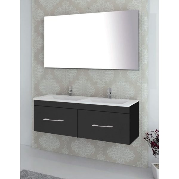 Móvel de banho FLORENCIA, lavatório duplo y espelho GRAPHITE 120x45Cm