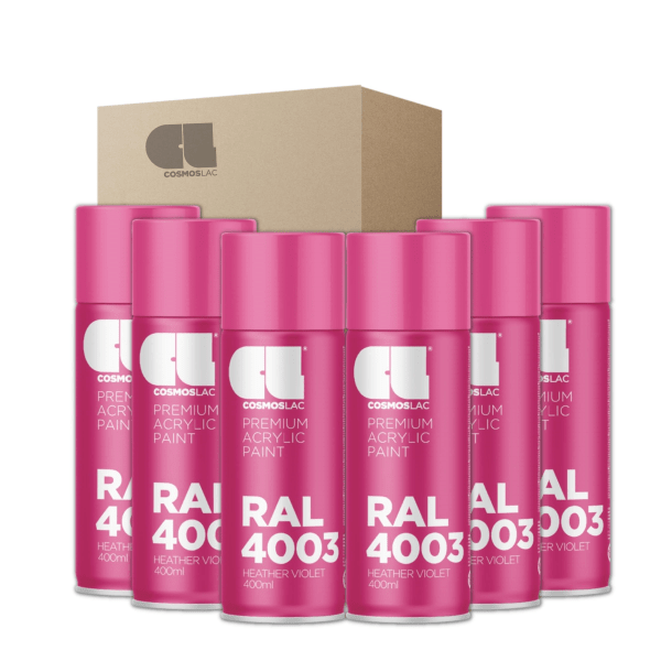 6 x spray premium acrylic brillante ral  400 ml (ral 4003 violeta ã©rica)