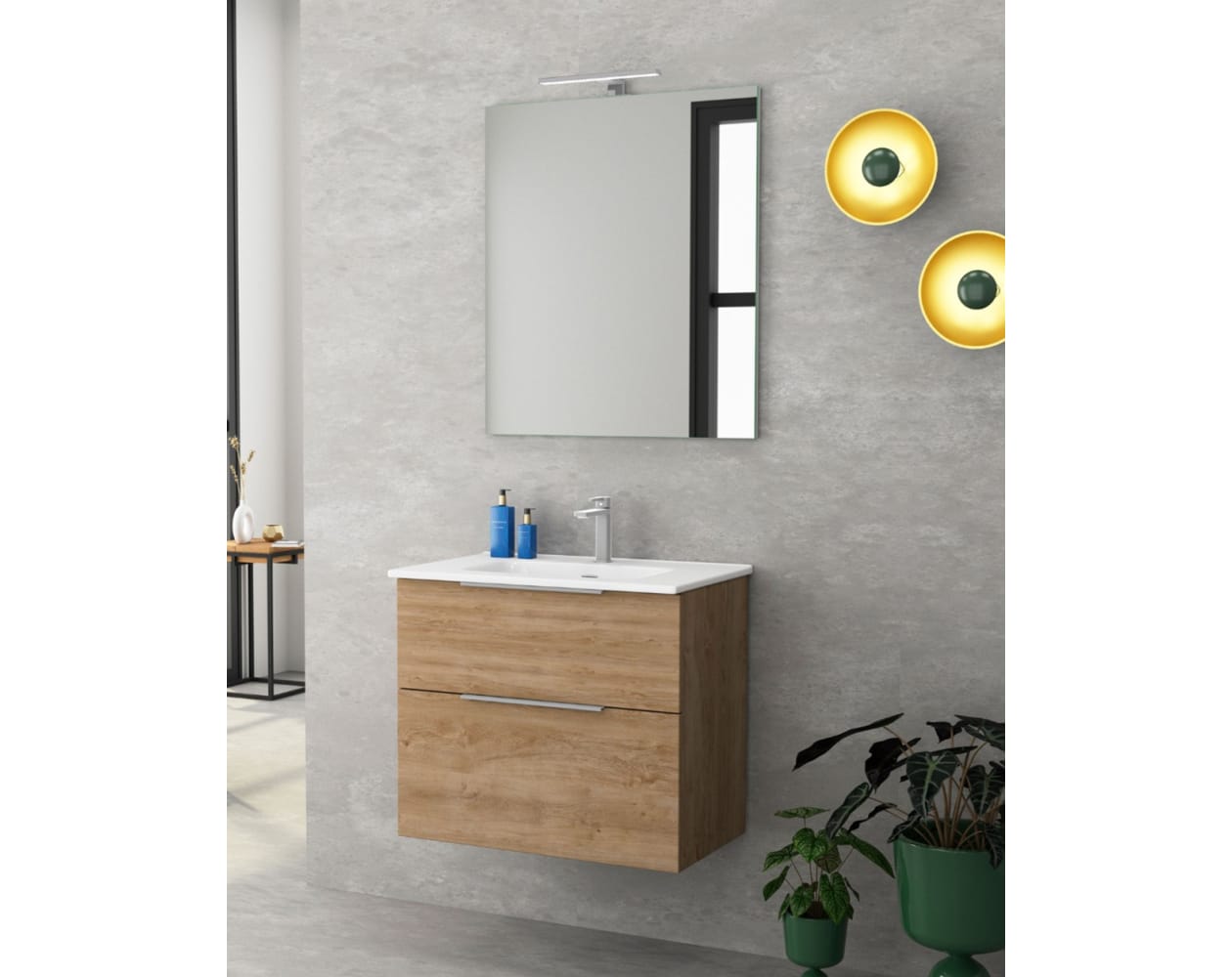 Ducha.es Conjunto 2 Piezas INDUS-Mueble de baño y encimera cerámica (70cm,  Blanco Brillo) : : Hogar y cocina