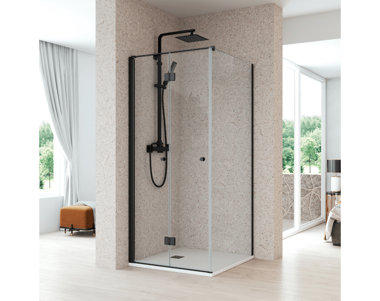 Organizador ducha aluminio negro - Orden en casa
