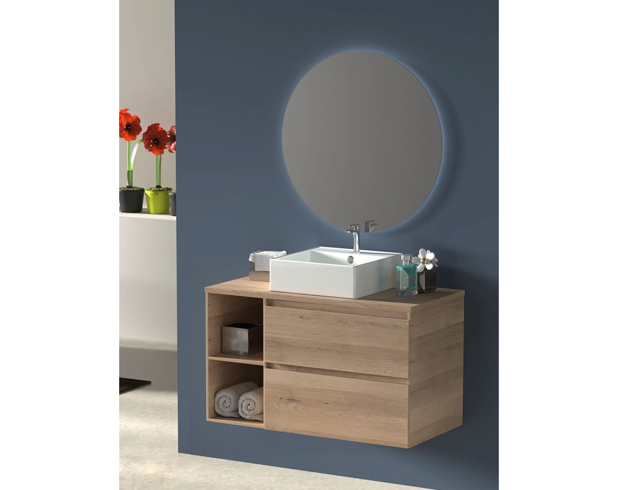 Mueble de baño DENIA con lavabo sobre mueble (redondo)