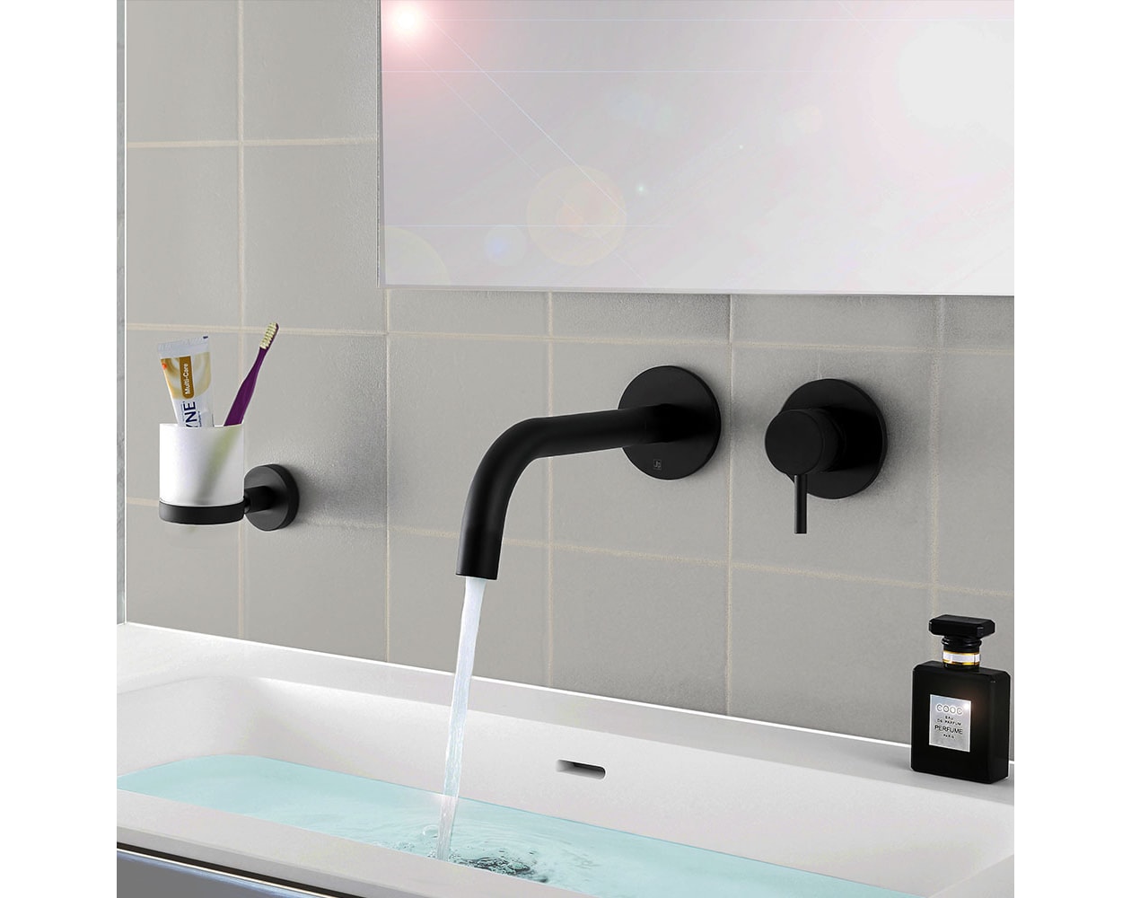 Grifo monomando empotrar lavabo negro Brico Dep t