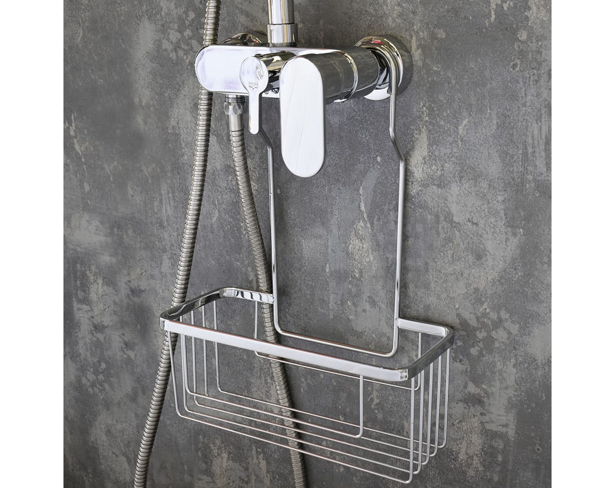 Cesto ducha doble con colgador para mampara aluminio