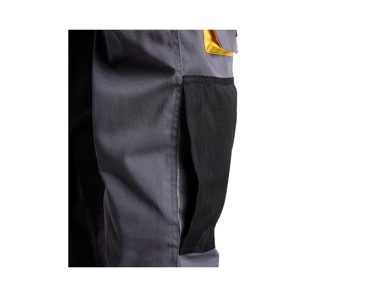 Pantalones largos detrabajo multibolsillos resistentes rodilla reforzada gris amarillo Brico Depot