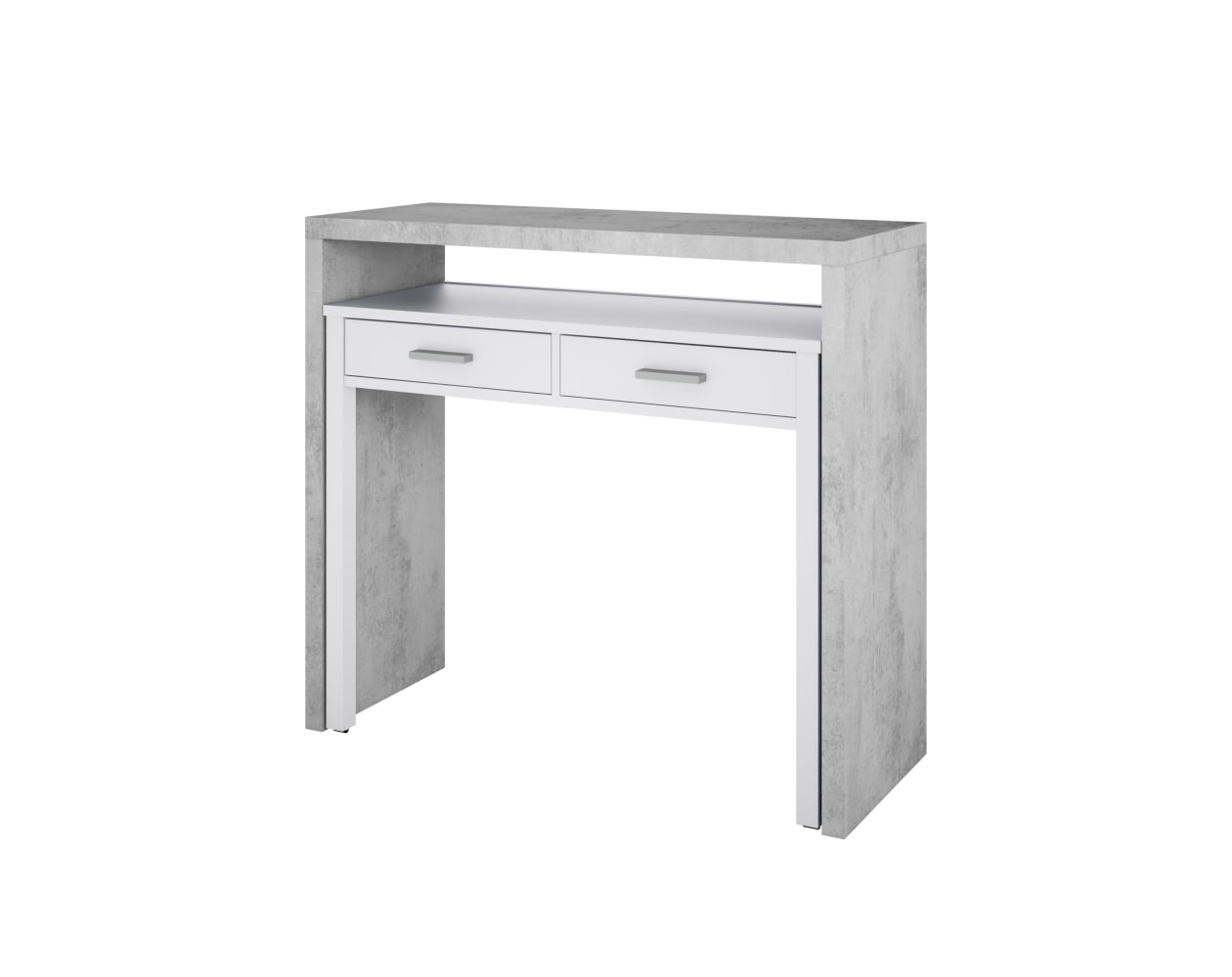 Mesa de escritorio extensible Tyrion - Blanco Artik y Cemento