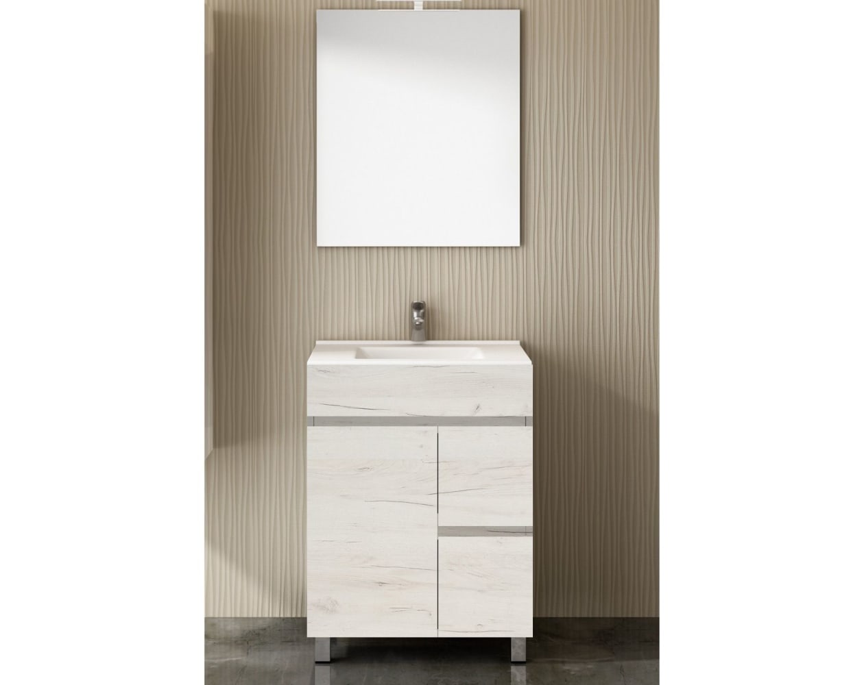 Mueble de Baño CAPRERA incluye lavabo y espejo 60x45Cm Blanco