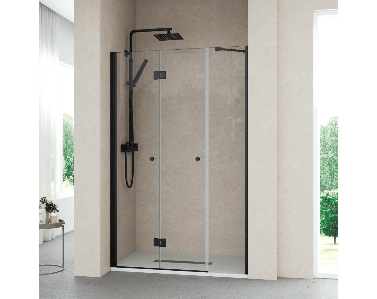 Puerta de ducha Vidrio templado transparente Mampara de ducha sin marco  Acabado en negro