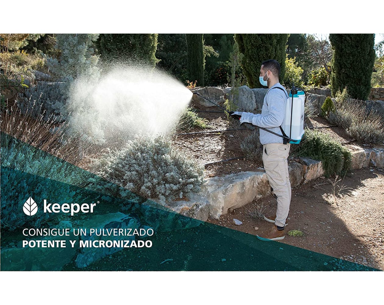KEEPER Pulverizador Presion Mochila Garden 16. Campana Herbicida. Brico Depot