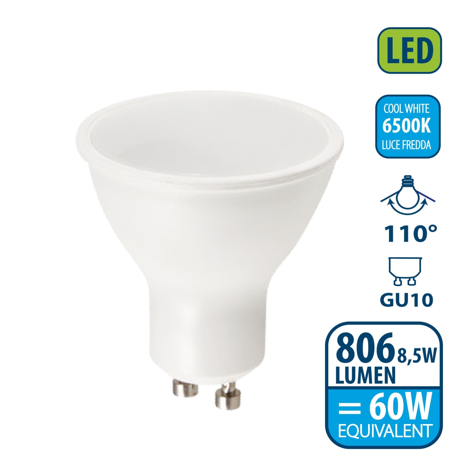 Foco Empotrable LED Techo GU10,5W equivalente a halógena 60W,Luz