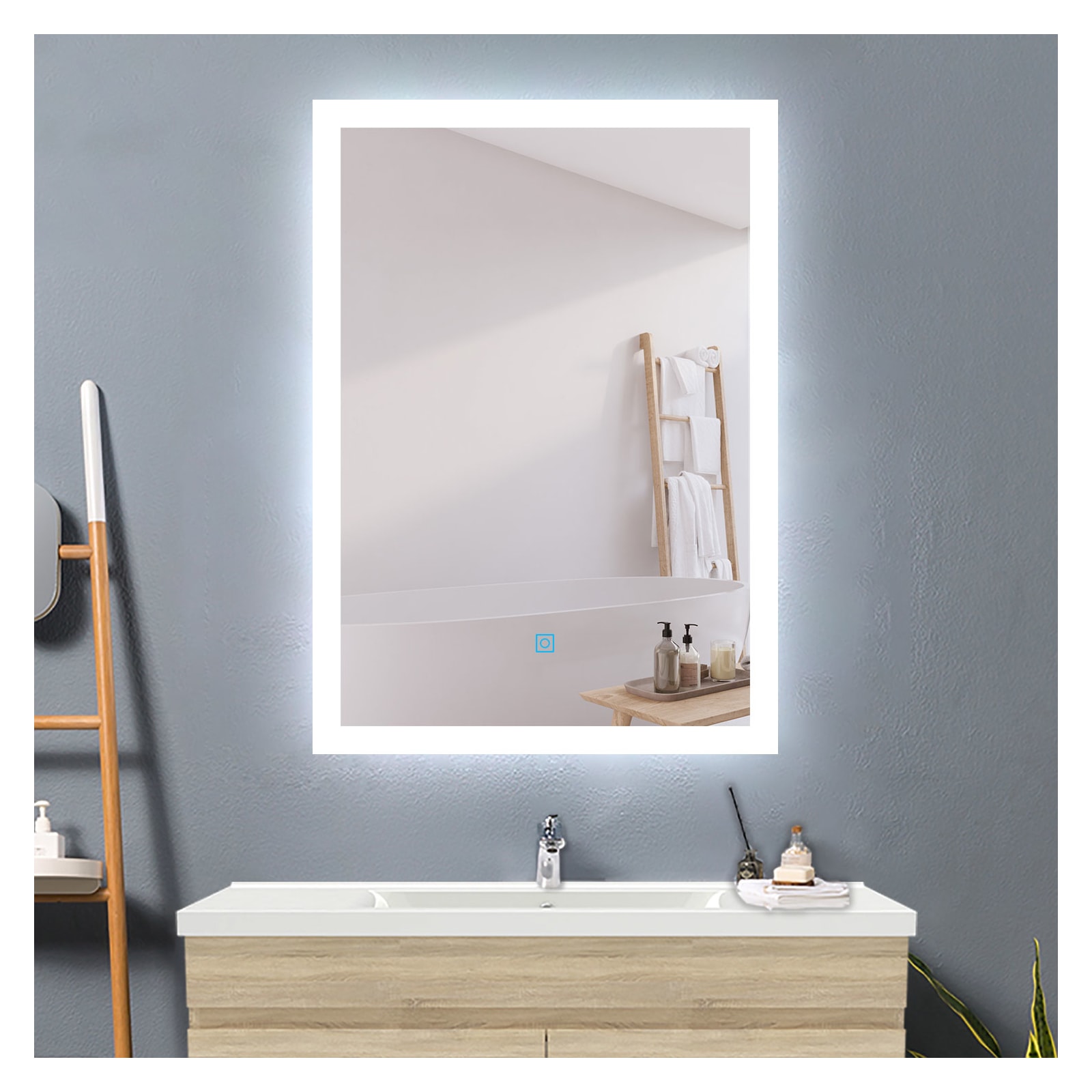 Espejo de baño LED sin cobre 14070cmantivahointerruptor táctil AICA  SANITARIOS