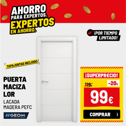 Puerta maciza lacada Lor blanca con tapajuntas Geom