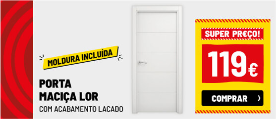 Porta maciça lacada branca LOR 75 cm direita com moldura GEOM